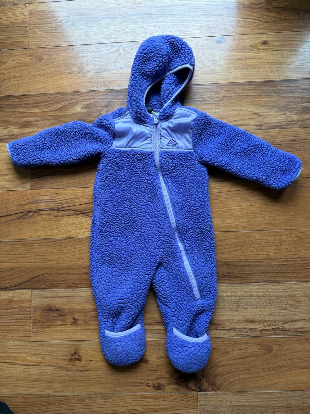 9-12 month Purple Sherpa Baby Bunting with Zip